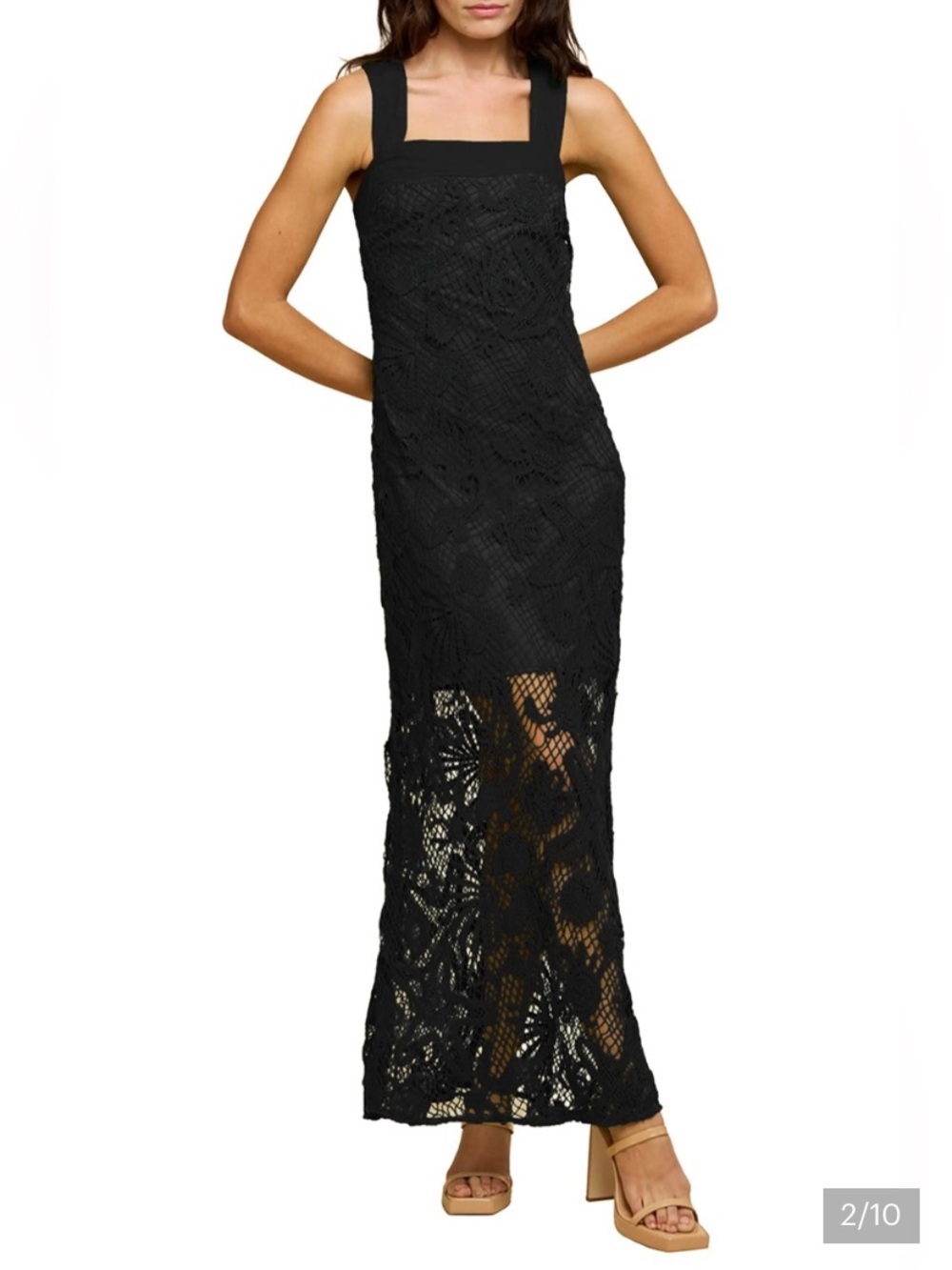 Ciebon Krystina Black Lace crochet Maxi Dress S Small
